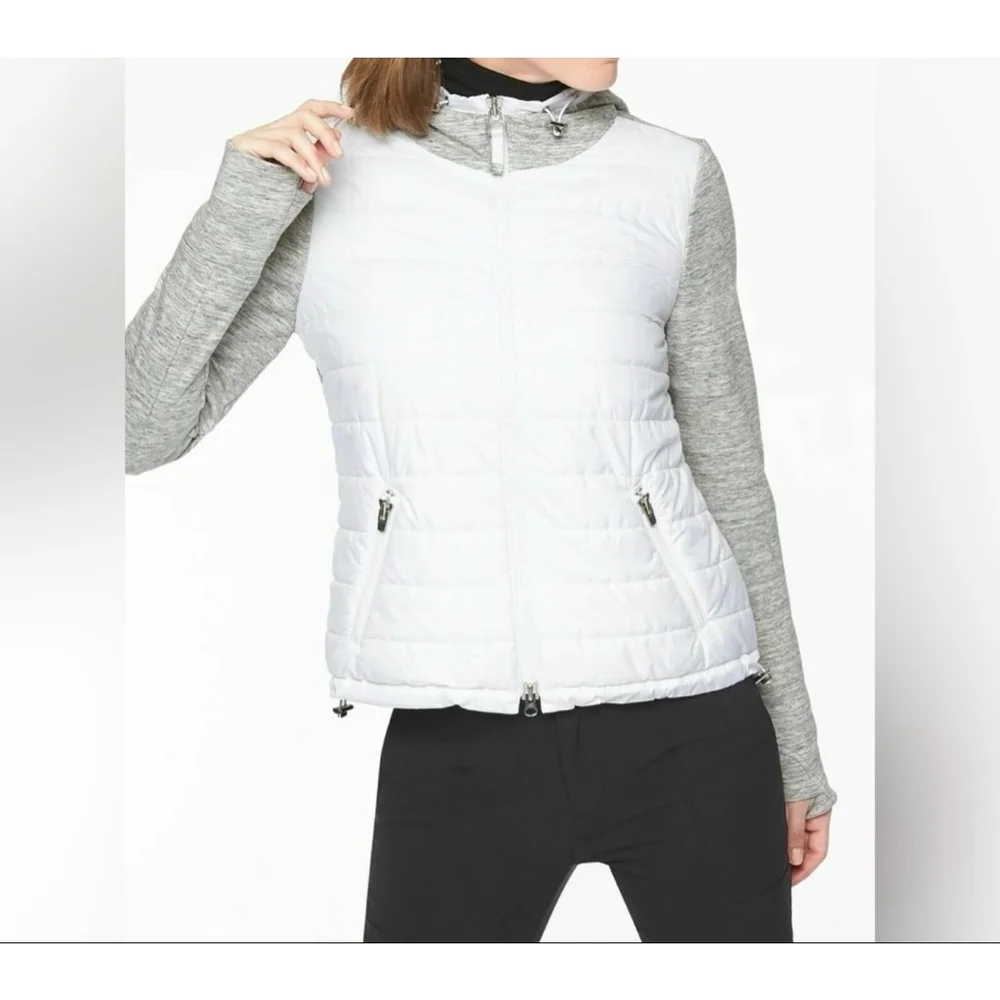 Athleta Primaloft Cozier Hoodie Eco insulated white and Gray size Small